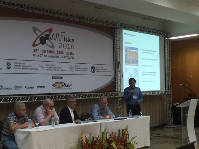Maitn Durrani speaking at the 50th anniversary meeting of the Brazil Physics Society on 6 September 2016