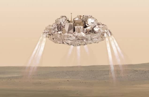 Artist's impression of the Entry, Descent and Landing Demonstrator Module landing on Mars