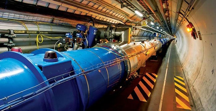Photograph of a section of the Large Hadron Collider