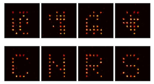 Image of the letters CNRS written using trapped atoms