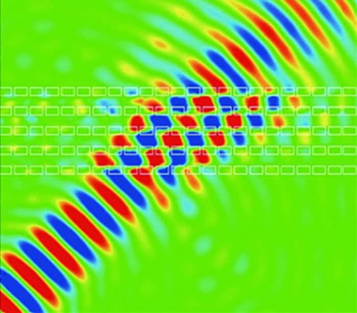 Image of microwaves travelling through an ultra-transparent metamaterial