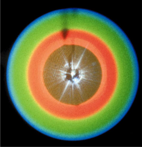 Looking through a camera at a crystal