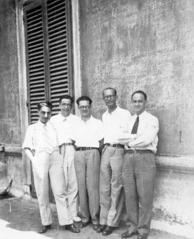 Photo of the Via Panisperna boys: from left Oscar D&rsquo;Agostino, Emilio Segre, Edoardo Amaldi, Franco Rasetti and Enrico Fermi