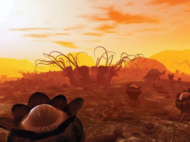 Artistic illustration of life on an exoplanet Artistic illustration of life on an exoplanet