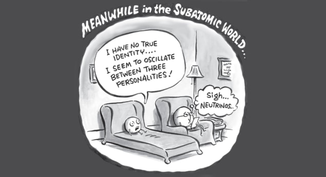 Cartoon of a neutrino seeing a psychiatrist about its personality disorder