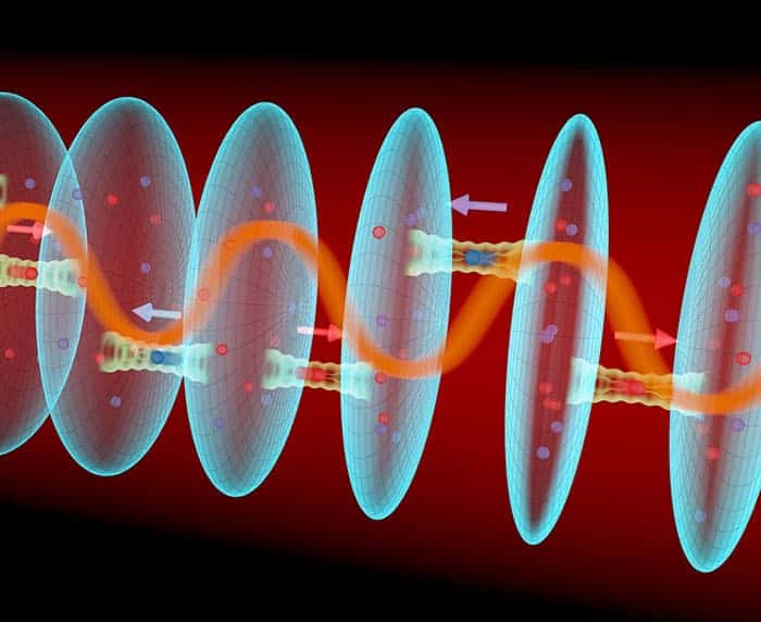 Artist's impression of a strontium-lattice atomic clock