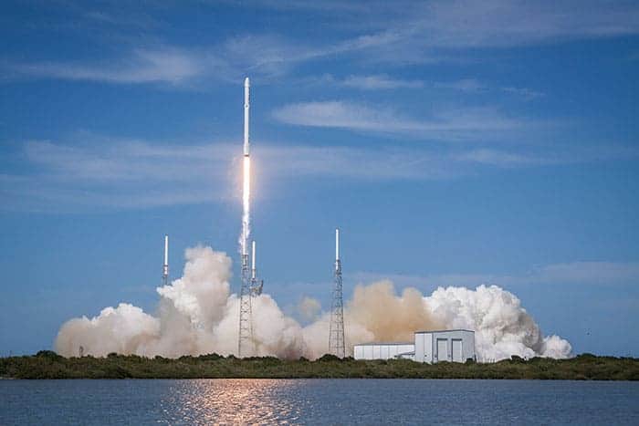 Photograph of a Falcon 9 rocket