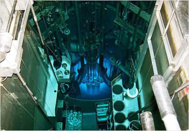 Photograph of the core of the University of Missouri Research Reactor