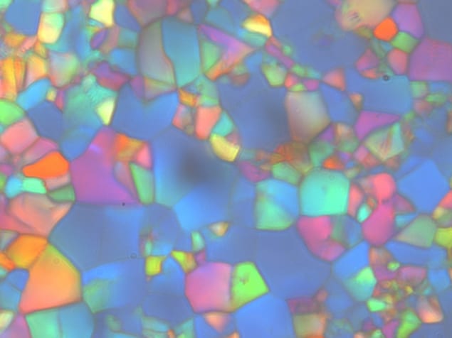 A blue phase liquid crystal seen with an optical microscope