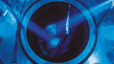 Fuel rods being loaded into a reactor core at a nuclear power station
