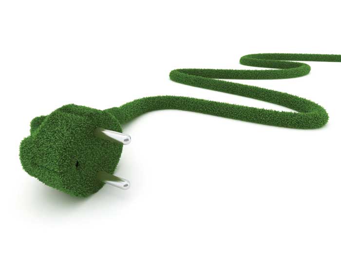 Image of a electrical plug covered in green grass