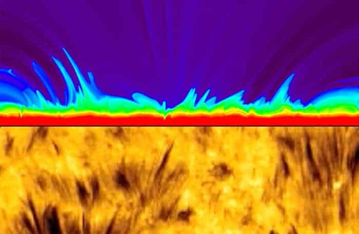 Computer simulation and observation of spicules