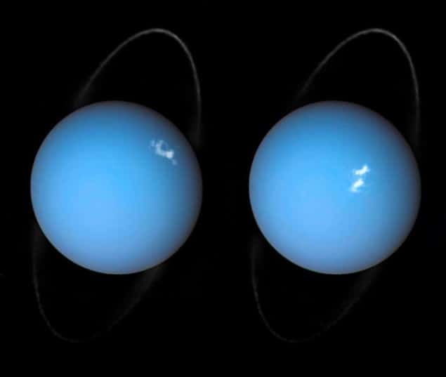 Composite images of Uranus using observations by Voyager 2 and the Hubble Space Telescope Composite images of Uranus using observations by Voyager 2 and the Hubble Space Telescope