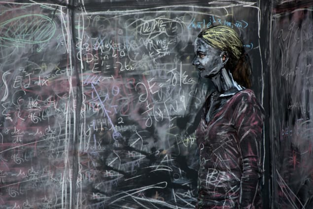 Physicist Lauren Hayward Sierens photographed in The Living Chalkboard artwork