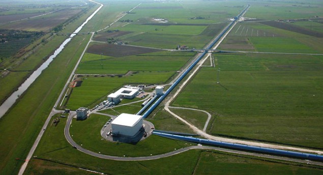 Aerial photograph of the Virgo gravitational-wave detector
