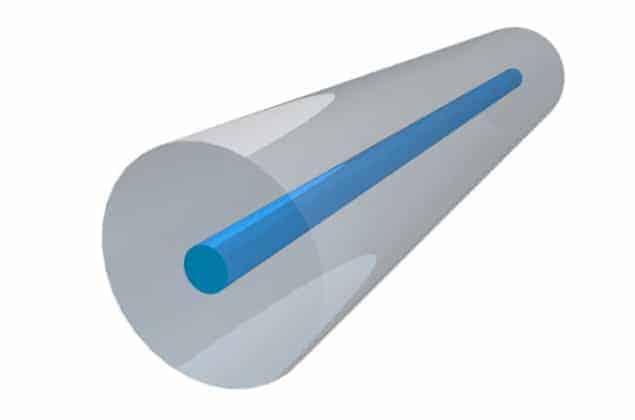 Illustration of a silica fibre filled with carbon disulphide