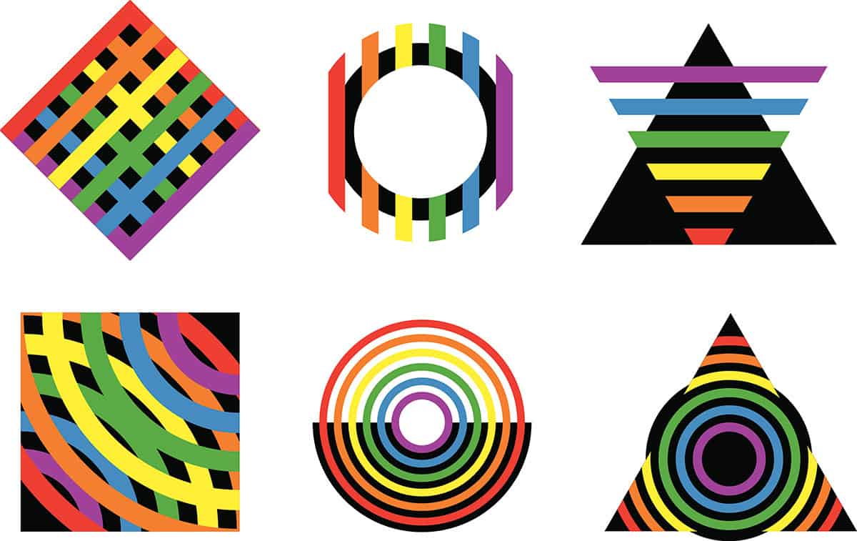 Pride colours in various logos