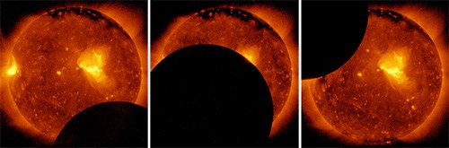 the Hinode solar observation satellite view of the eclipse