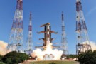 The launch of an Indian space rocket