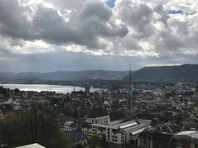 ooking out over Zurich from the rooftop restaurant at ETH Zurich