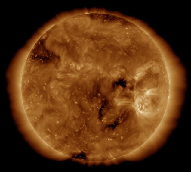 The outer layer of the Sun – the corona – as seen in extreme ultraviolet by SDO