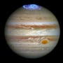 Photograph captured by the Hubble Space Telescope of an aurora in Jupiter's atmosphere