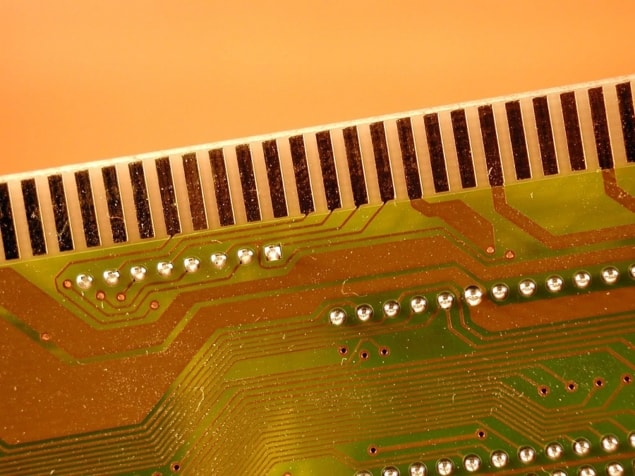 A photograph of an integrated circuit fabricated using CMOS technology.