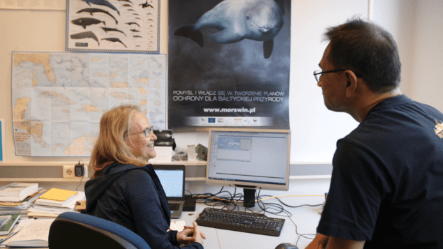 Meike Scheidat (left) in her office in IJmuiden