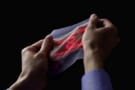 Ultrathin deformable skin display withstands stretching