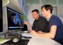Patrick Cramer and a student analyse Pol II structure
