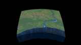 Illustration showing how increased fresh river outflow enters the coastal environment, where it mixes with ambient salty ocean water. Under the influence of the Earth's rotation, this plume of fresher water turns to the right (in the northern hemisphere), flowing downstream as an alongshore current trapped to the coast. These fresher waters piled up along the shore result in an increase in sea level at the coast. Courtesy: Natalie Renier, Woods Hole Oceanographic Institution