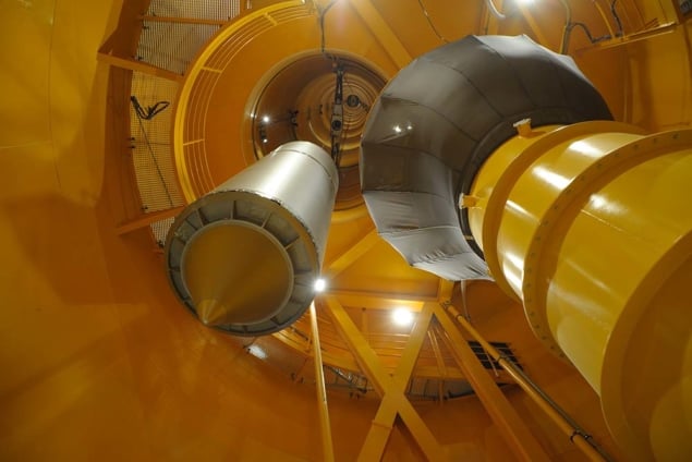 Photo of an experimental capsule inside the ZARM drop tower