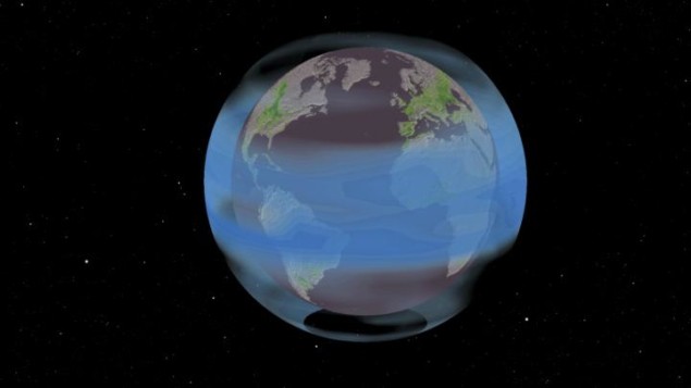 Illustration of stratospheric aerosols above Earth