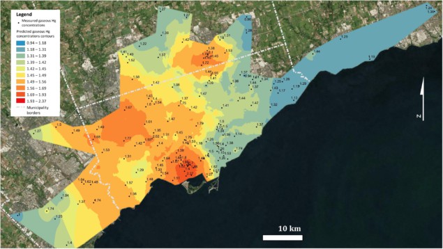 Map of mercury concentrations in Toronto