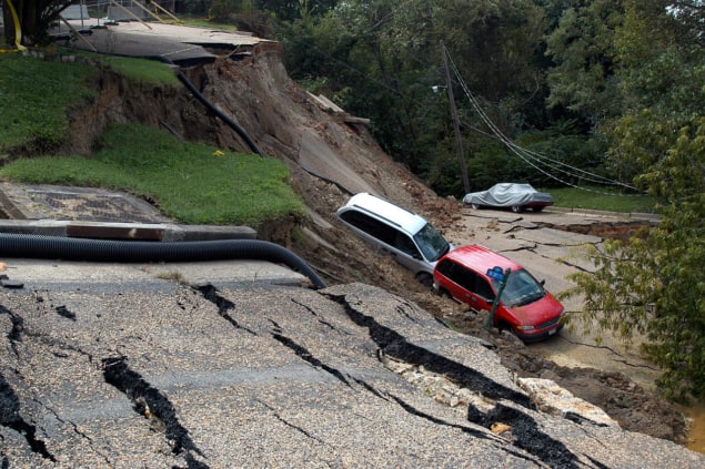 Photo of landslide following Hurricane Gaston