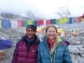 Melanie Windridge and Tenzing on Mount Everest