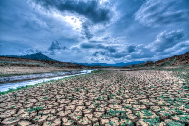 Photo of dried and cracked earth