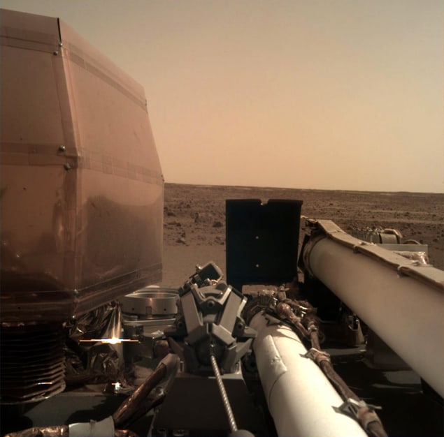 First image from NASA’s $800m Interior Exploration using Seismic Investigations, Geodesy and Heat Transport mission after it touched down on the Martian surface