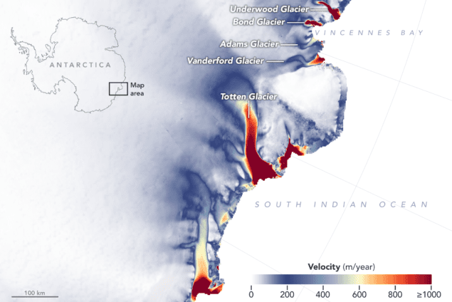 Image of ice elevations in East Antarctica
