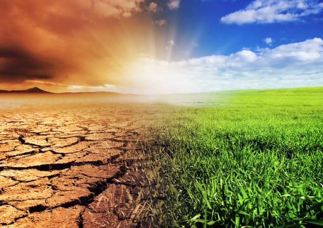 climate-change-142619857-Shutterstock_kwest Composite image of drought-cracked soil next to green grass