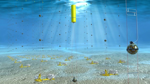 Artist's impression of the KM3NeT neutrino detector