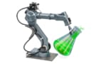 robot arm holding conical flask