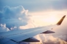 A plane flying through clouds