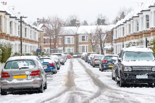 Photo of snowy street in London