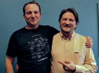 Andrew Glester (left) and Web pioneer Jean-François Groff