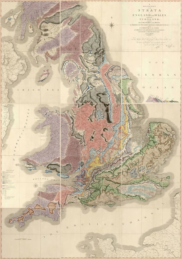 William Smith’s 1815 geological map of the UK