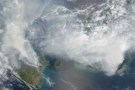 Satellite image of smoke over Sumatra and Borneo