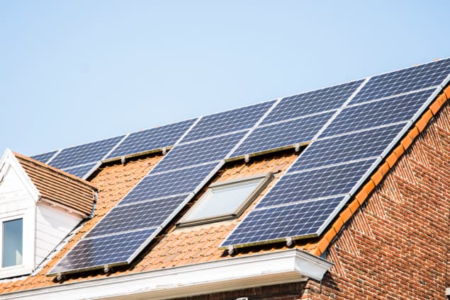 Photo of rooftop solar panels Photo of rooftop solar panels