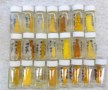 22 vials of powder, each one a slightly different shade of yellow-orange