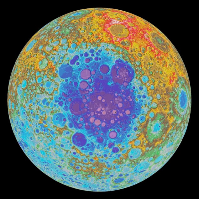 topographic map of the Moon